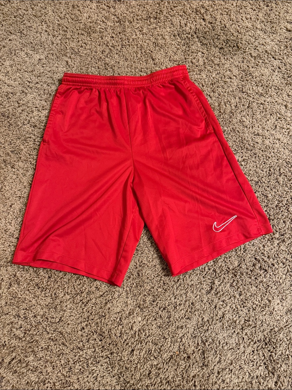 Nike Boys Red Athletic Mesh Shorts with Swoosh
